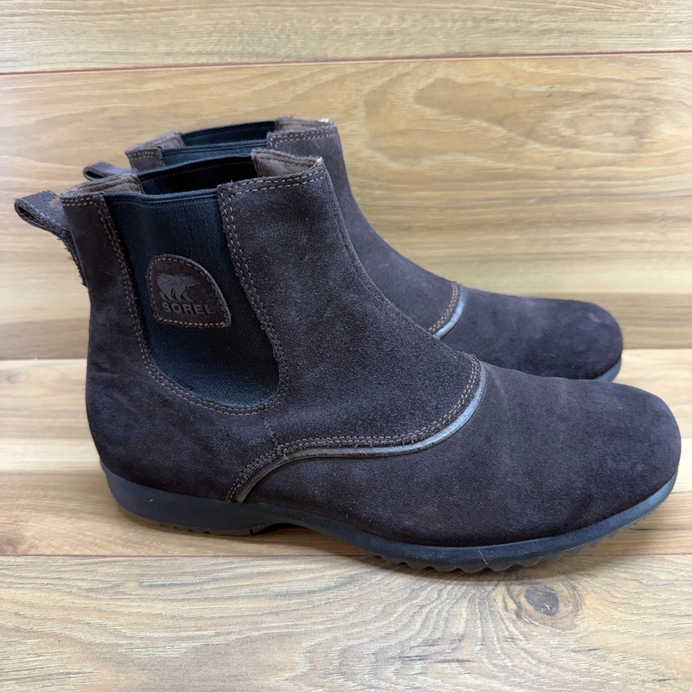 Sorel Greely Chelsea Ankle Boots Mens 10.5 Brown Suede Ankle